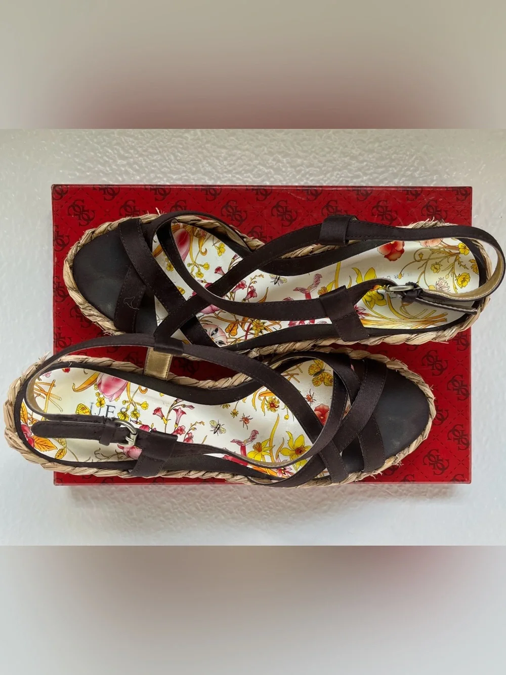 Guess Brown Wedge Sandals